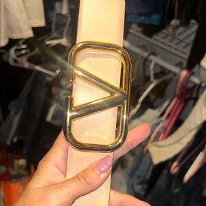 Gold Buckle Beige Belt